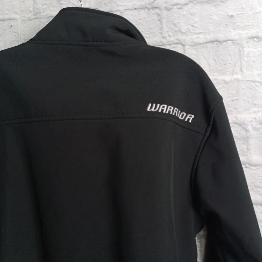 Warrior Mens Black Softshell Full Zip Athletic Jacket  Medium Embroidered Hockey